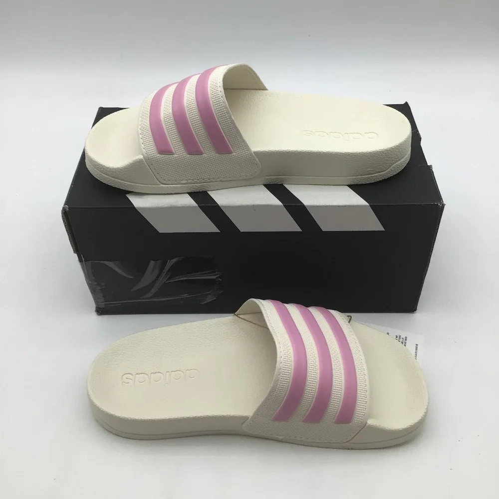 Adidas Kids Adilette Shower K Slides Wonder White Pink JP5784 Size 12K NEW